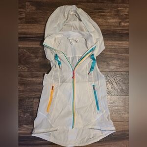 Lululemon Athletica White Hooded Vest with Multicolor Zippers
